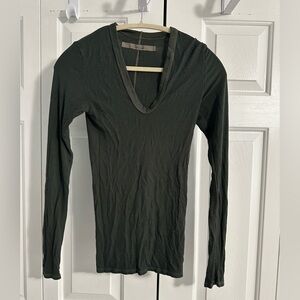 Enza Costa Deep Forest V-Neck Long Sleeve Top